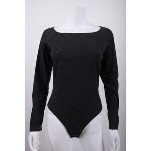 Vintage 90s Victoria's Secret Womens Body Suit Leotard L Gray Long Sleeve NWT
